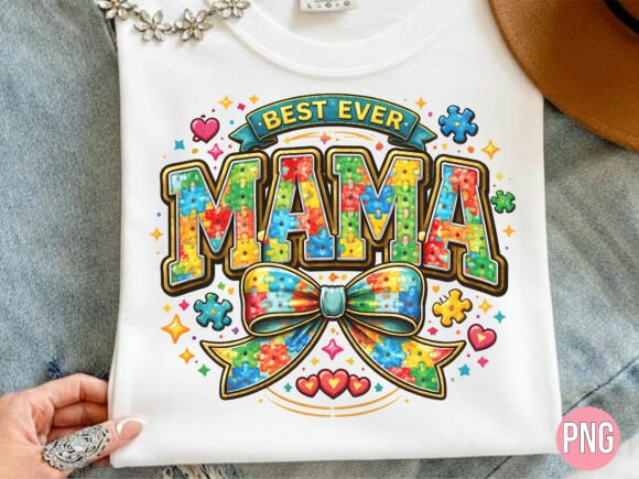 Best Ever Mama Autism PNG T-shirt Design