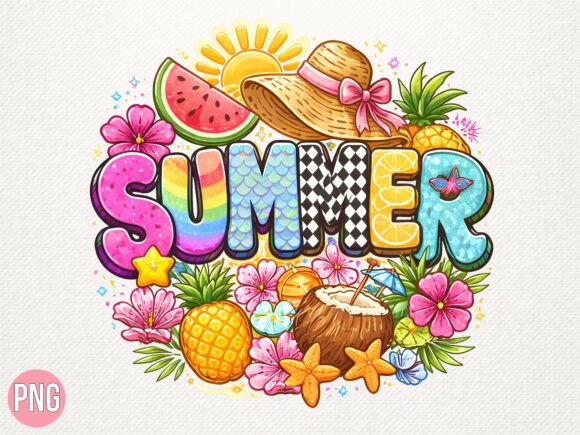 Colorful Summer Vibes Tropical PNG: Elevating Modern Digital Design