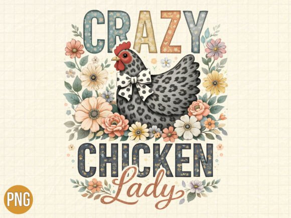 Crazy Chicken Lady Floral Hen Shirt PNG