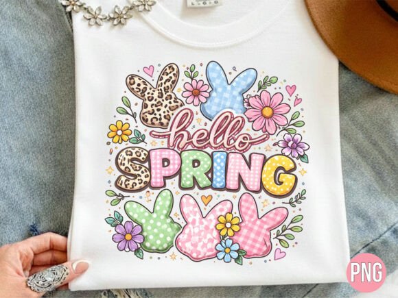 Creating Professional Spring Apparel with Hello Spring Bunny PNG Shirt T-shirt Designs