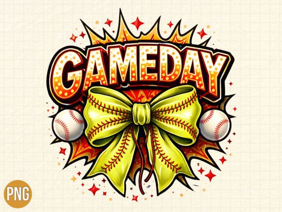 Designing for Game Day: Leveraging the Gameday Softball Bow Yellow Ball PNG in Creative Projects