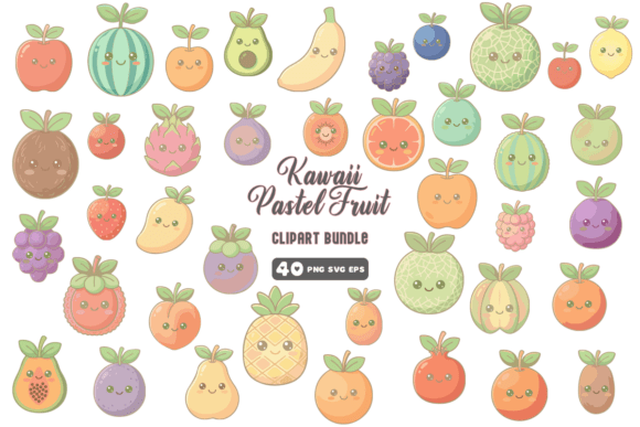 Discover the Charm of the Kawaii Cute Pastel Fruit Clipart Bundle