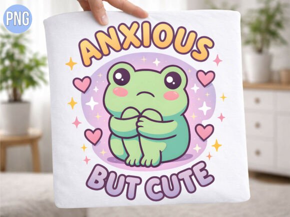 Embracing Vulnerability with the Anxious but Cute Frog Kawaii T-Shirt PNG