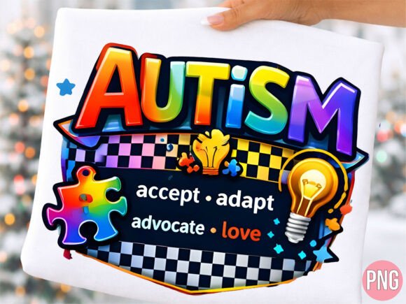 Empowering Awareness: The Creative Potential of the Autism Accept Adapt Advocate Love PNG