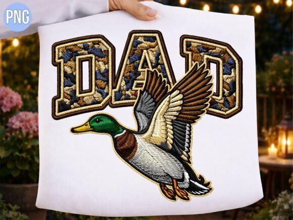 Mallard Duck Flying Camo Dad Shirt PNG