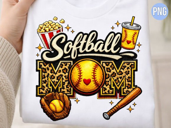 Softball Mom Popcorn Drink Bat PNG