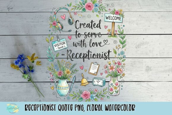 Strategic Appreciation: Leveraging the Receptionist Quote PNG, Floral Watercolor for Meaningful Brand Connection