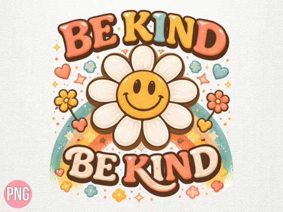 Unlocking Creativity with the Be Kind Smiley Flower Retro Groovy PNG Design